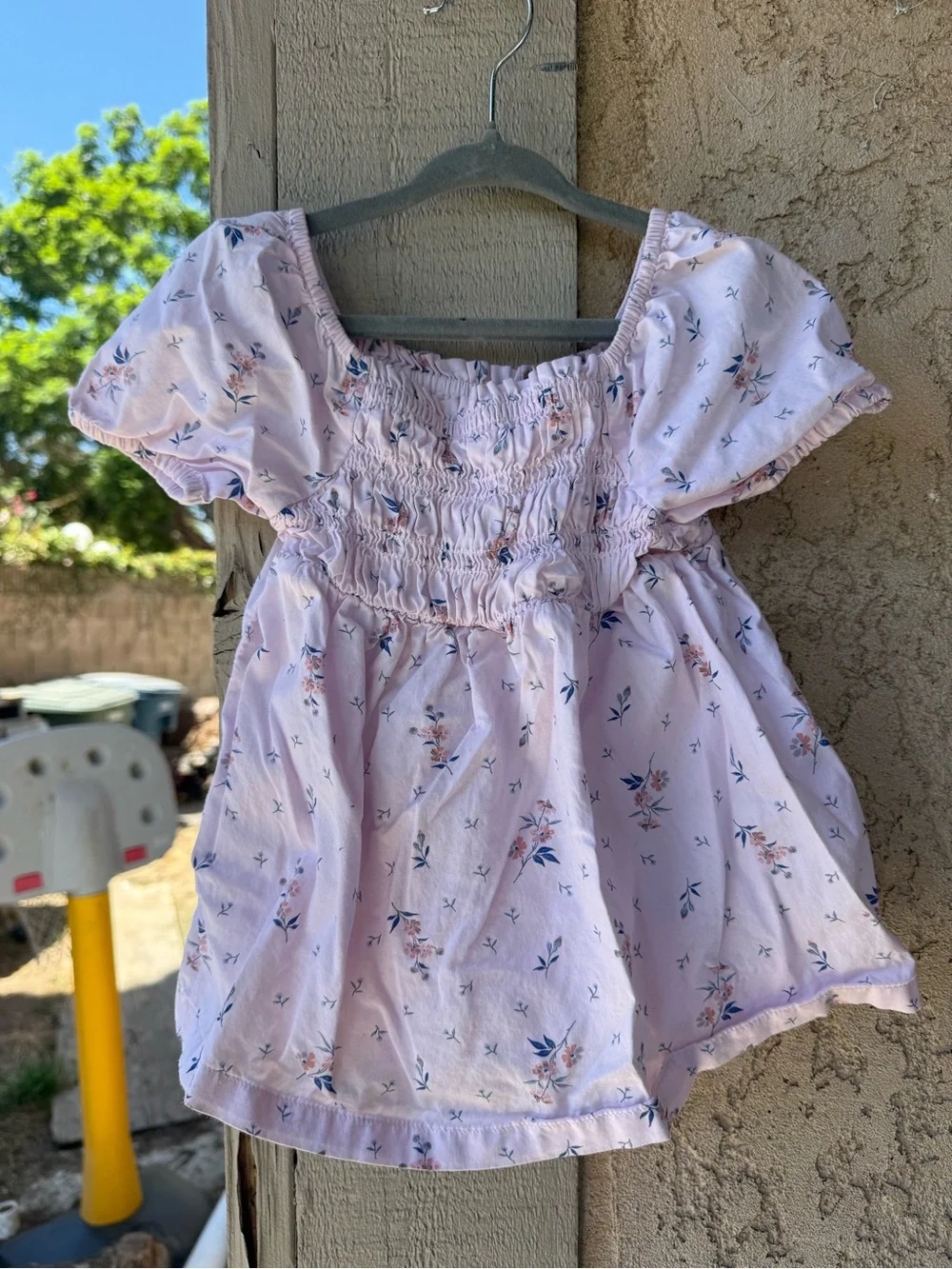 GAP Light Pink Floral Smocked Baby Dress